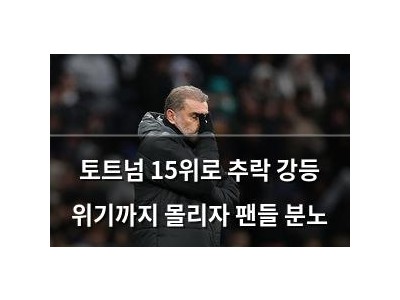 토트넘 15위로 추락 강등 위기까지 몰리자 팬들 분노