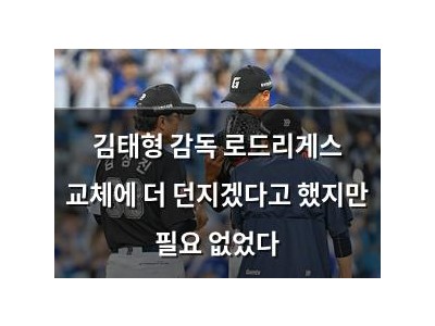 김태형 감독 로드리게스 교체에 더 던지겠다고 했지만 필요 없었다