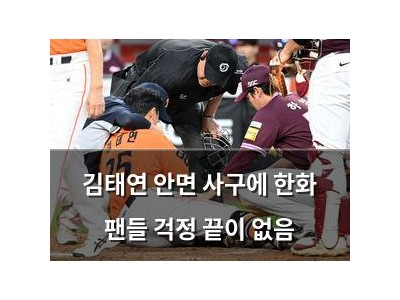 김태연 안면 사구에 한화 팬들 걱정 끝이 없음