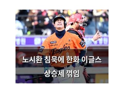 노시환 침묵에 한화 이글스 상승세 꺾임