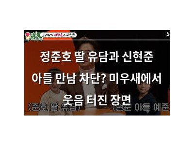 정준호 딸 유담과 신현준 아들 만남 차단? 미우새에서 웃음 터진 장면