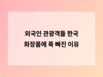 한국 화장품 외국인 관광객의 사고 싶은 아이템으로 자리 잡다